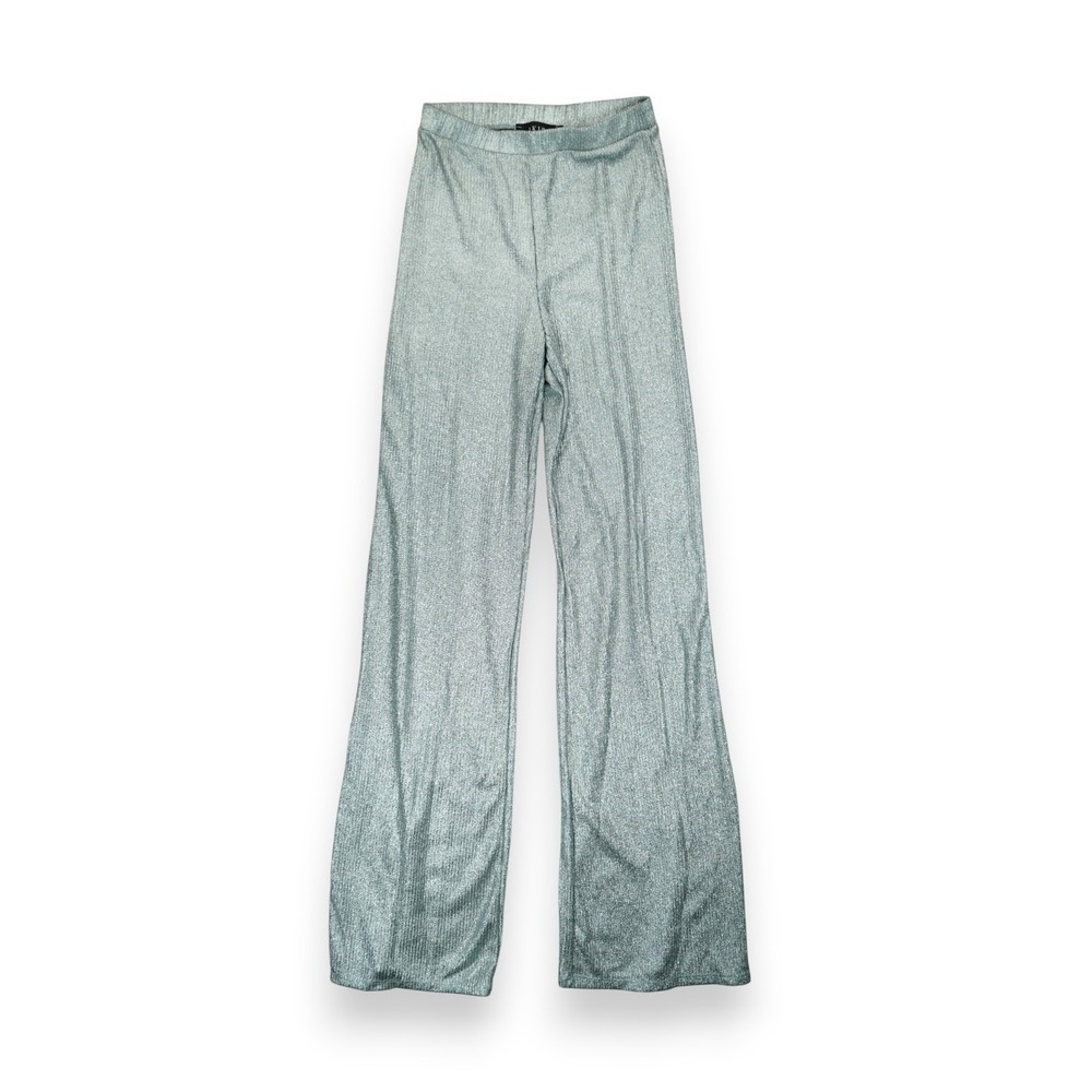 AKIRA Women's Wide Leg Pull On Silver Pants Metallic ~ Size Small ~‎ Made in USA